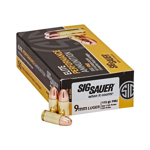 Sig Sauer Elite Performance 9mm 115 Gr FMJ 50 Rd E9MMB1-50