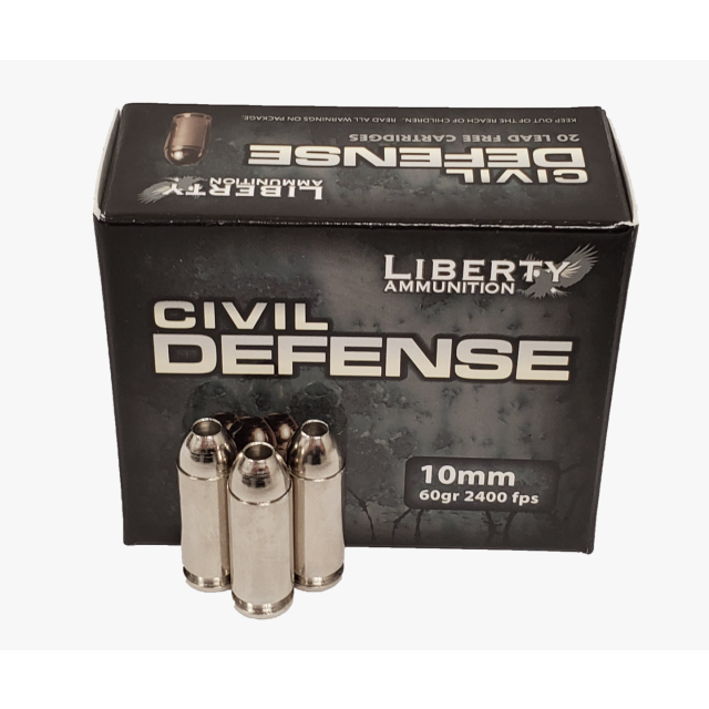 Liberty Civil Defense 10mm 60 Grain JHP 20Rd Box