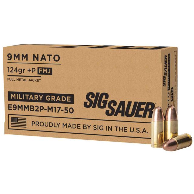 SIG SAUER M17 9MM NATO+P 124GR FMJ 50 RD E9MMB2P-M17